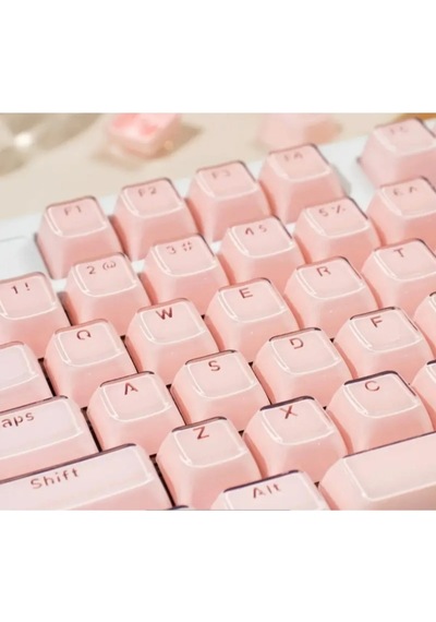 Mekanik Klavye Crystal Jelly Keycap -136 Tuşlu Yarı Saydam  Rgb Tuş Takımı Pembe