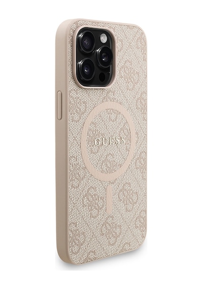 Apple iPhone 15 Pro Max Uyumlu Kılıf Guess Lisanslı M safe Bilek Askı İpli Yazı Logolu Kapak Pembe