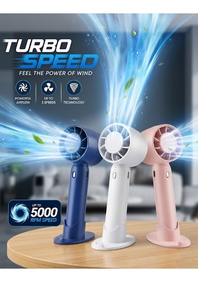 1 Adet Fw30 3 Hız Kademeli Turbo Jet Vantilatör - Mini Şarjlı Taşınabilir Vantilatör - Mini Fan - Masaüstü Veya Elde