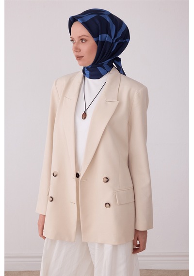Belli Soyut Desen %100 Twill İpek Eşarp Be29 Lacivert