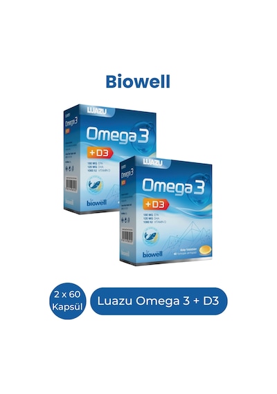 Biowell Luazu Omega 3 + D3 60 Yumuşak Jel Kapsül X 2 Adet