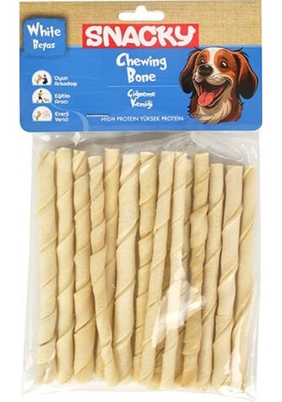 Snacky Burgu Çubuk Köpek Çiğneme Kemiği Beyaz 15'li 105 G