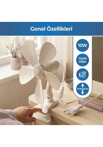 Sinbo Sf-7707 Klipsli Mini Vantilatör, Sessiz Fan, Güçlü Tutuşlu Klips, Ayarlanabilir Başlık, Masa Ve Bebek Yata