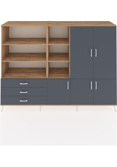 Hyperion Dolap 11 Raflı 3 Çekmeceli 5 Kapaklı 220x44x163 Çam-antr Çam-antrasit Hyperion Dolap 11 Raflı 3 Çekmeceli 5 Kapaklı 220x44x163 Çam-antr Çam-antrasit