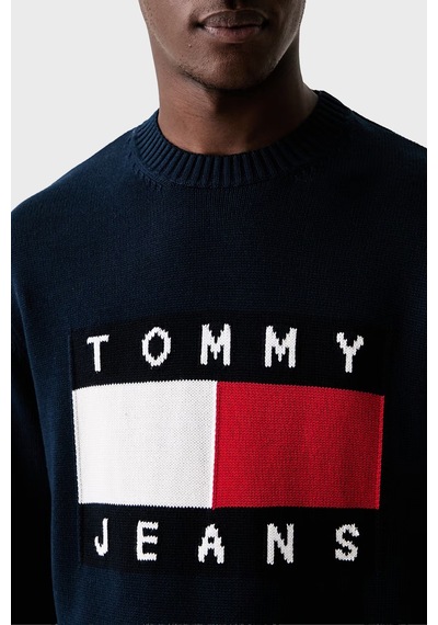 Tommy Jeans Pamuklu Logolu Regular Fit Kazak Erkek Kazak Dm0dm23413 C1g Lacivert