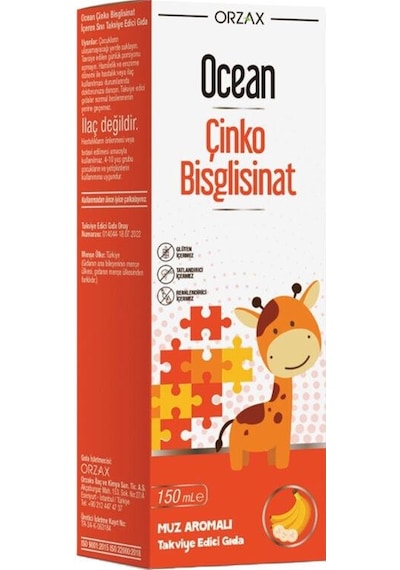 Orzax Ocean Çinko Bisglisinat 150 Ml - Muz Aromalı