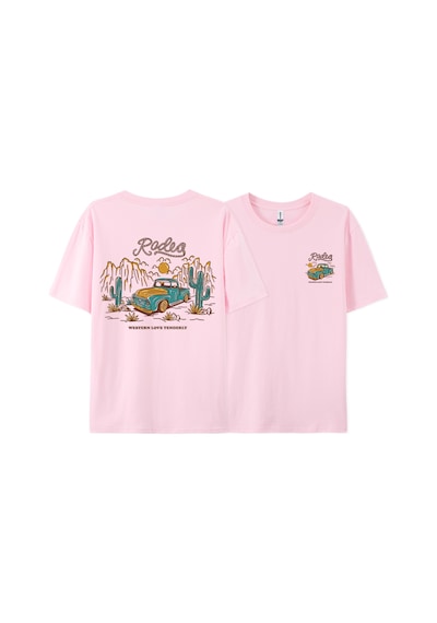 Startmore Y2k Vintage Tişört Tee Rodeg Batı Aşk Nazikçe Romantik Çöl Pembe