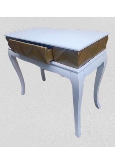 Dresuar Piramit Model 90521 Gold Beyaz Uyum Lükens Kayın Ayak El Yapım Beyaz