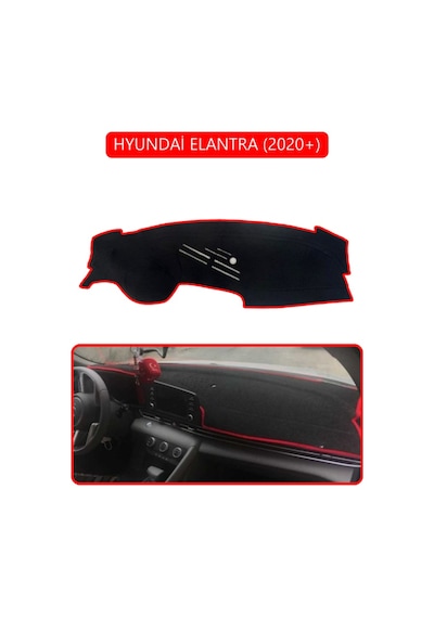 Hyundai Elantra 2020+torpido Koruma Halısı Kırmızı Kenar