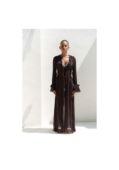 Mai Collection Mai Studios Co. Freya Kahve Uzun Elbise Kahve
