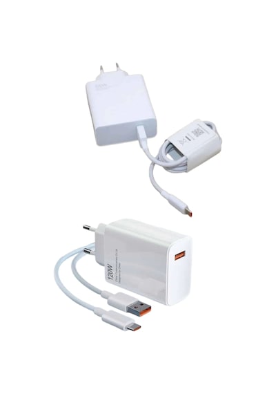 120 Watt Turbo Hızlı Şarj Aleti Seti Hızlı Şarj Adaptörü Beyaz