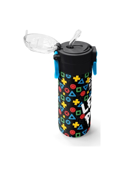 Coral High Kids Siyah Lets Play Desenli Pipetli Ve Direkt İçim Çelik Termos 500 Ml 38114 Siyah