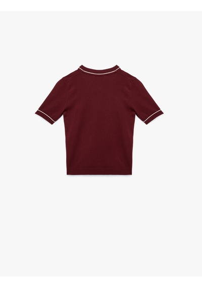 Koton Kısa Kollu Bisiklet Yaka Triko Kazak Bordo 6wak90254ht Bordo