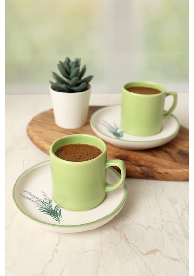 Elegant Blossoms Yeşil Kahve Takımı 4 Parça 2 Kişilik 21788