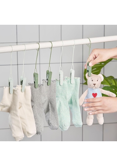 Ikea Slibb Yeşil Mandal Seti, Halka İle Asma Aparatı, 8'li Set, 10 Cm, Çamaşır Mandalı Diğer