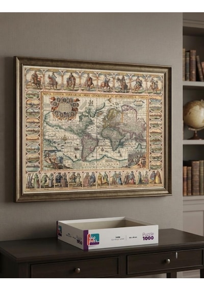 Mavi Mucize Ve Eski Dünya Haritası İkili Set - 2 X 1000 Parça Manzara İkili Puzzle Seti