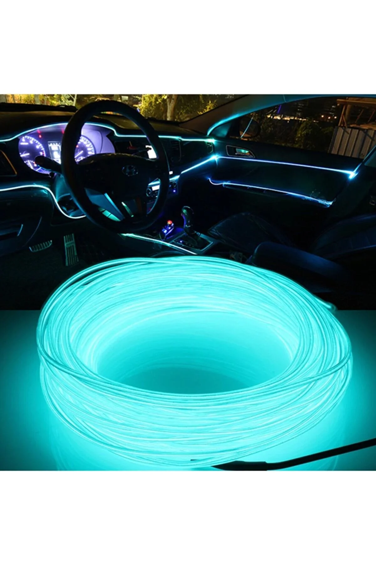 Araç İçi Neon Aydınlatma Led Göğüs Torpido Ledi Neon İp Led Buz Mavi 2 Metre 2m