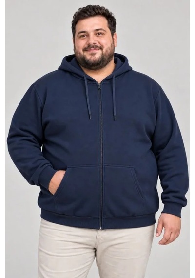 Suma Erkek Büyük Beden Üç İplik Şardonlu Kapüşonlu Fermuarlı Sweatshirt Lacivert Suma Erkek Büyük Beden Üç İplik Şardonlu Kapüşonlu Fermuarlı Sweatshirt Lacivert