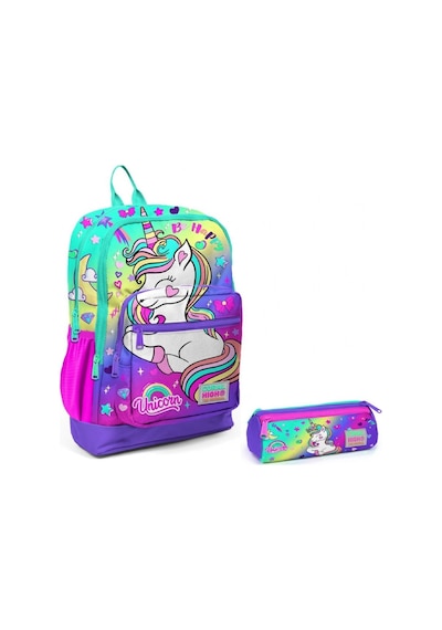Coral High Su Yeşili Lavanta Unicorn İlkokul Sırt Çantası Ve Kale