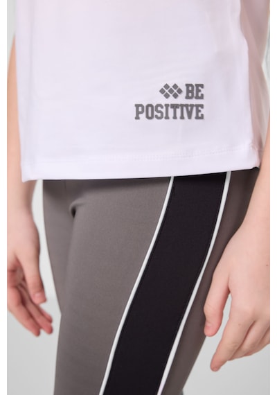 Tommylife Beyaz-koyu Gri O Yaka Yan Şerit Detaylı Standart Fit Performans Kız Çocuk Tayt Takım - 75191 Beyaz