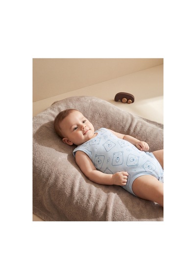 Minory Baby - 3'lü Sıfır Kol Bebek Body Seti Ayı Motifli Çok Renkli Çok Renkli