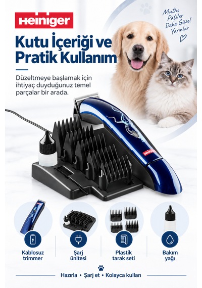 Heiniger Style Midi Kablosuz Evcil Hayvan Tıraş Makinesi