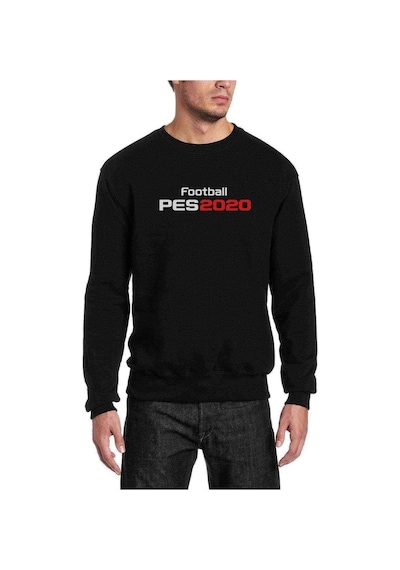 Pes 2020 S Baskılı Siyah Erkek Örme Sweatshirt