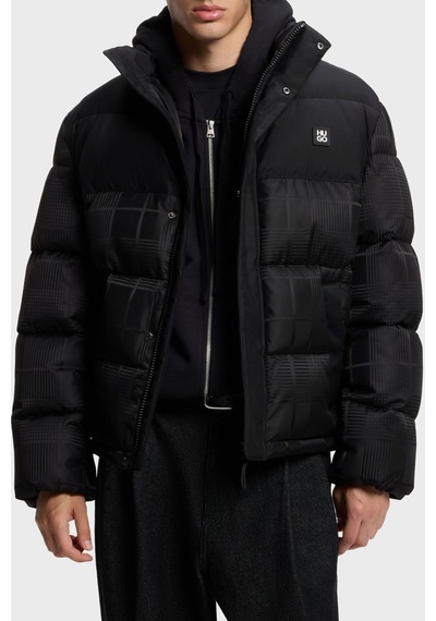 Hugo Kapitoneli Regular Fit Dik Yaka Şişme Mont Erkek Mont 50570791 001 Siyah