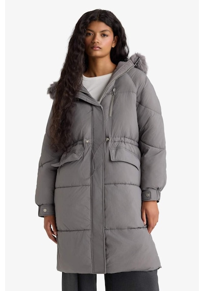 Defacto Su Geçirmez Regular Fit Kapüşonlu Fermuarlı Parka F2965ax25wngr490 Gri-gr490