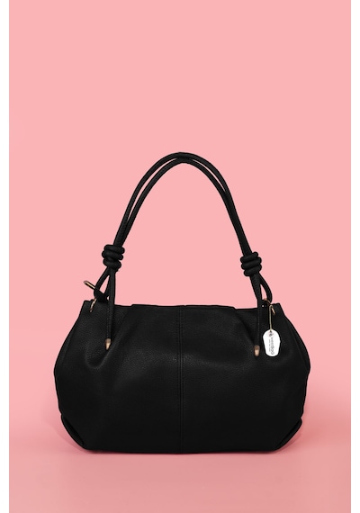 Westbag Kadın Büzgülü Dokulu Çanta Ve Mıknatıslı Cüzdan Seti Hediyelik Anneler Günü İkili Set Siyah
