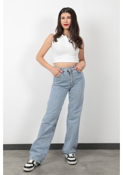 Giysa Yüksek Bel Wide Leg Jean Kar Yıkama