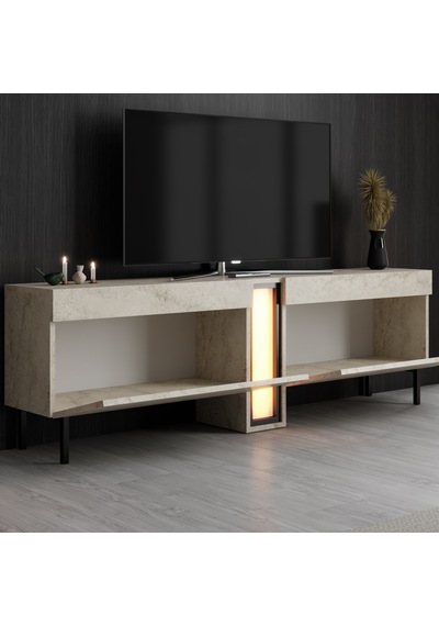 Nova Siyah Demir Ayaklı Rgb Led Işık Sistemli Traverten Tv Ünitesi Tv Sehpası Traverten - Siyah Nova Siyah Demir Ayaklı Rgb Led Işık Sistemli Traverten Tv Ünitesi Tv Sehpası Traverten - Siyah