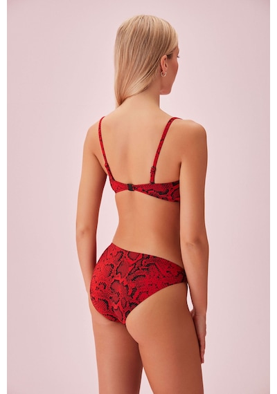 Suwen Red Snake Detaylı Desenli Bikini Alt Sb254451025d1025 Kırmızı Yılan Desenli