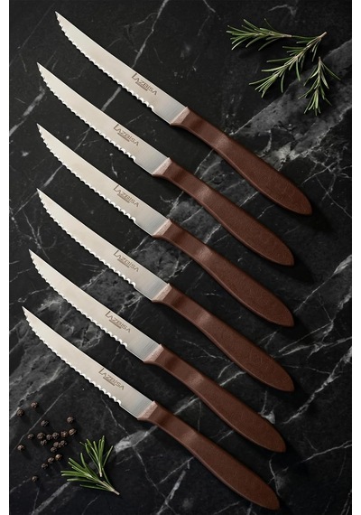 Hand Caft Serisi Steak Mutfak Bıçak Seti 6'li Steak Et Yemek Bıçağı Mft-2344 Çok Renkli