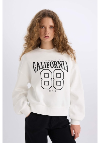 DeFacto Loose Fit Bisiklet Yaka Baskılı Kalın Kumaş Sweatshirt E3388AXNSWT32