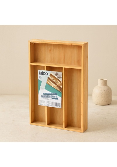 Bambu Çekmece Kaşıklık 22.4x33 Cm - 4 Bölmeli Çok Amaçlı Organizer Renkli
