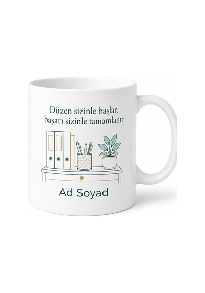 Kişiye Özel Asistan Çalışma Kupası Baskılı Kupa Bardak Hediye Beyaz / Çok Renkli