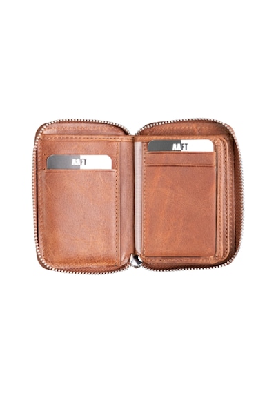Mft Leather Hakiki Deri Unisex Fermuarlı Cüzdan Lotus 1616 Tiguan Taba