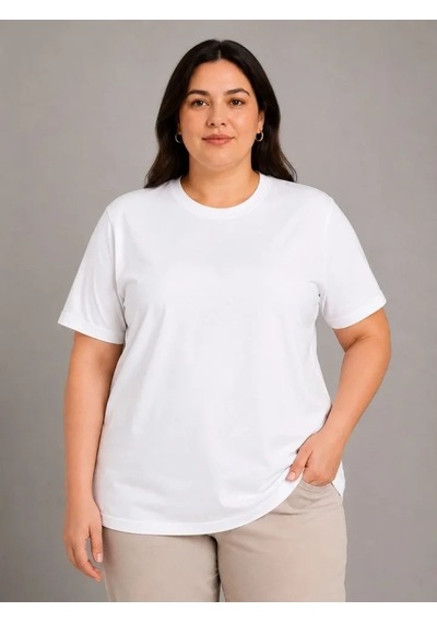 Defymoda Battal Big Size Basic Tişört Bisiklet Yaka Rahat Kalıp T-shirt - Beyaz Defymoda Battal Big Size Basic Tişört Bisiklet Yaka Rahat Kalıp T-shirt - Beyaz