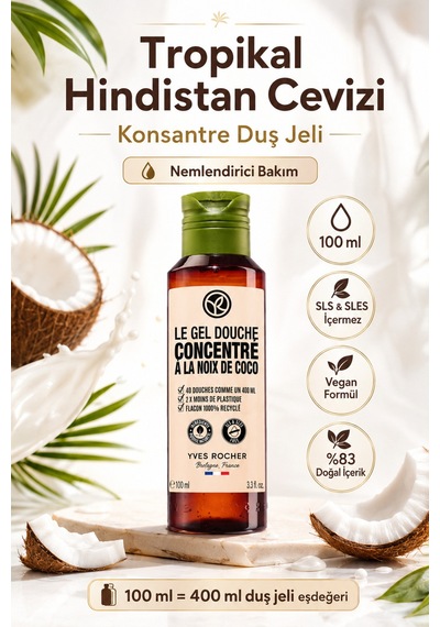Konsantre Duş Jeli Tropikal Hindistan Cevizi 100 Ml - Doz Ayarlı Seyahat Boy Ekolojik Banyo Jeli Diğer