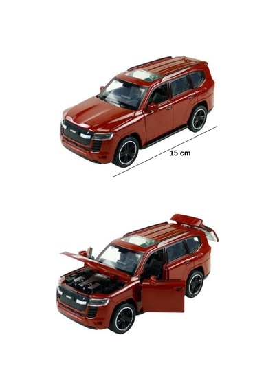 1:32 Metal Çek Bırak Arazi Aracı Toyota Land Cruiser Model Oyuncak Araba - Sesli Işıklı Kırmızı