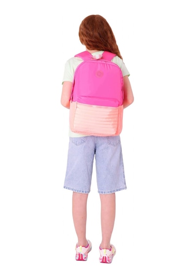 Kaukko Quick Kız Çocuk Üç Bölmeli Pembe Turuncu Kapitone Detaylı Okul Sırt Çantası - K1789 Pembe - Turuncu