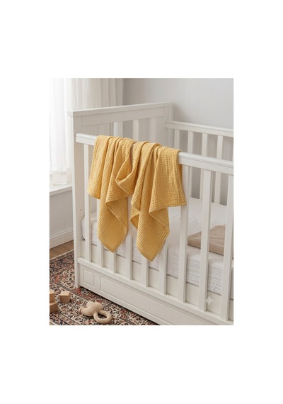 4 Katlı Müslin Bebek Battaniyesi 80x80 Cm - Bebek Örtüsü & Yeni Doğan Kundak - Sarı - 903040791 Sarı
