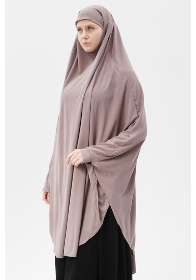 Altobeh Kadın Tesettür Medine İpeği Çarşaf Üstü Peçeli Sufle Hijab Koyu Gül Kurusu