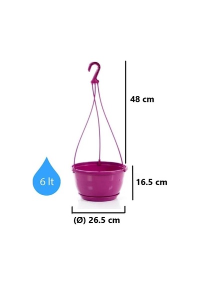 Omnipazar So-sm03 Safir Makrome Askılı Balkon Saksı 6 Lt Vişne 6 Adet