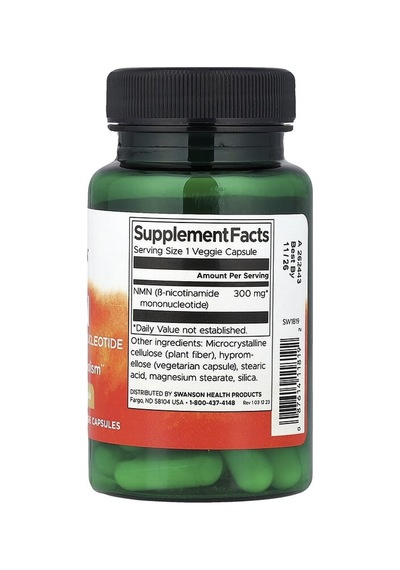 Swanson Vitamins, Nmn, 300 Mg, 30 Veg Capsules
