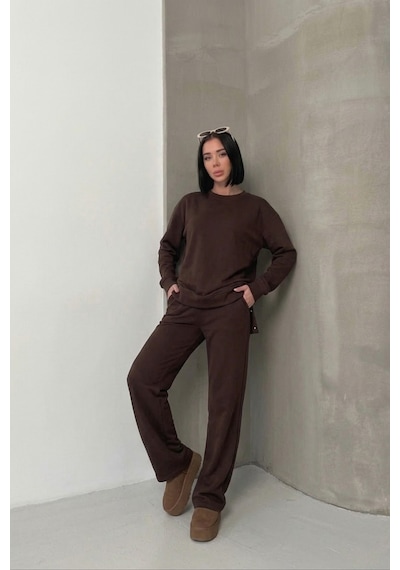 Soft&basic Rahat Kesim Uzun Kollu Yanları Çıt Kapamalı Premium Yumuşak Kumaş Eşofman Takımı Kahverengi Soft&basic Rahat Kesim Uzun Kollu Yanları Çıt Kapamalı Premium Yumuşak Kumaş Eşofman Takımı Kahverengi