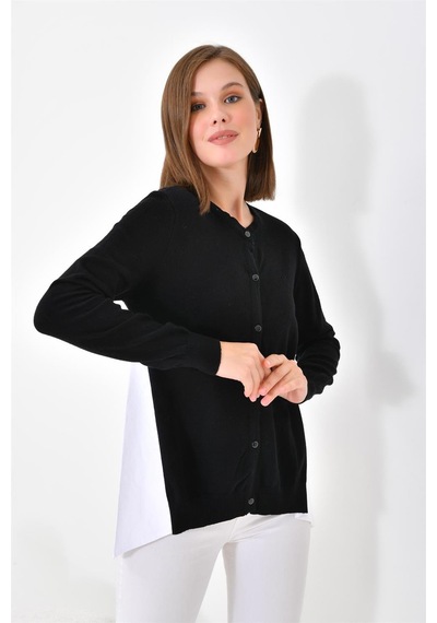 Ftz Women Kadın Poplin Kumaş Detaylı Hırka Siyah 20526 Siyah
