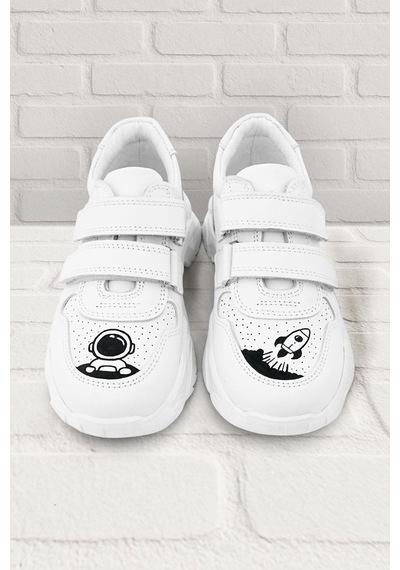 Rakerplus Tbons Özel Tasarım Hakiki Deri Beyaz Kız Çocuk Sneakers Ayakkabı Beyaz