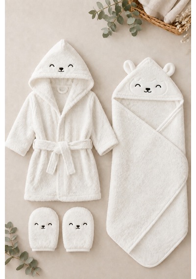 Bambu Bebek Banyo Set Yumuşacık 1 Bornoz 1 Kundak Havlu + 2 Kese ve Hediyeli Set Banyo Set - 707112808